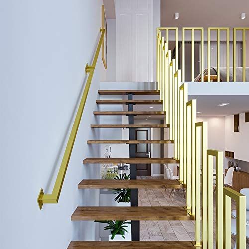 WL-ZZZ Metall-Treppe Treppengeländer Treppengeländer Rail Support Kit Goldene |Innen Außen Innen Außen Korridor Loft Dachgeschoss |Metall Schmiedeeisen Quadrat Pipe Design (Size : 130cm)