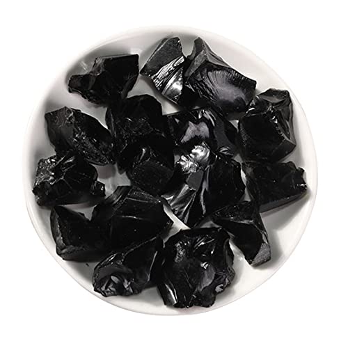 LIJUCAI 100 g rauer natürlicher Obsidian unregelmäßige Form schwarzer Quarz Energiesteine ​​​​für die Schmuckherstellung Gesteinsprobe Aquarium Dekoration, China