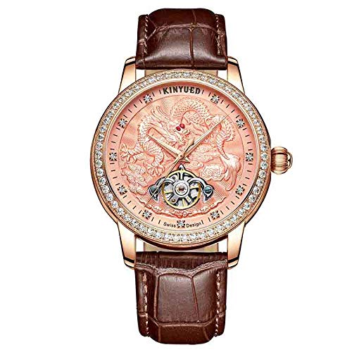 Armbanduhren,Kinyued Mechanische Uhren Automatik Tourbillion Skeleton Watch Edelstahl Wasserdicht, B