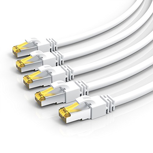 CSL - 5 x 0,5m CAT 7 Netzwerkkabel Gigabit Ethernet LAN Kabel - 10000 Mbit s - Patchkabel - Cat.7 Rohkabel S FTP PIMF Schirmung mit RJ 45 Stecker - Switch Router Modem Access Point