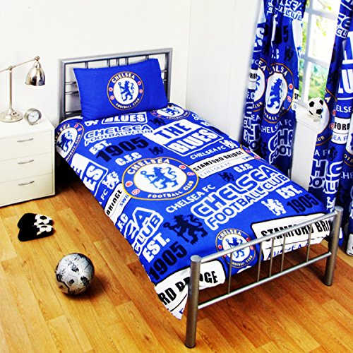 Bettwäsche-Set für Kinder mit dem offiziellen Logo des Chelsea FC, Polyester, blau, Doppelbett