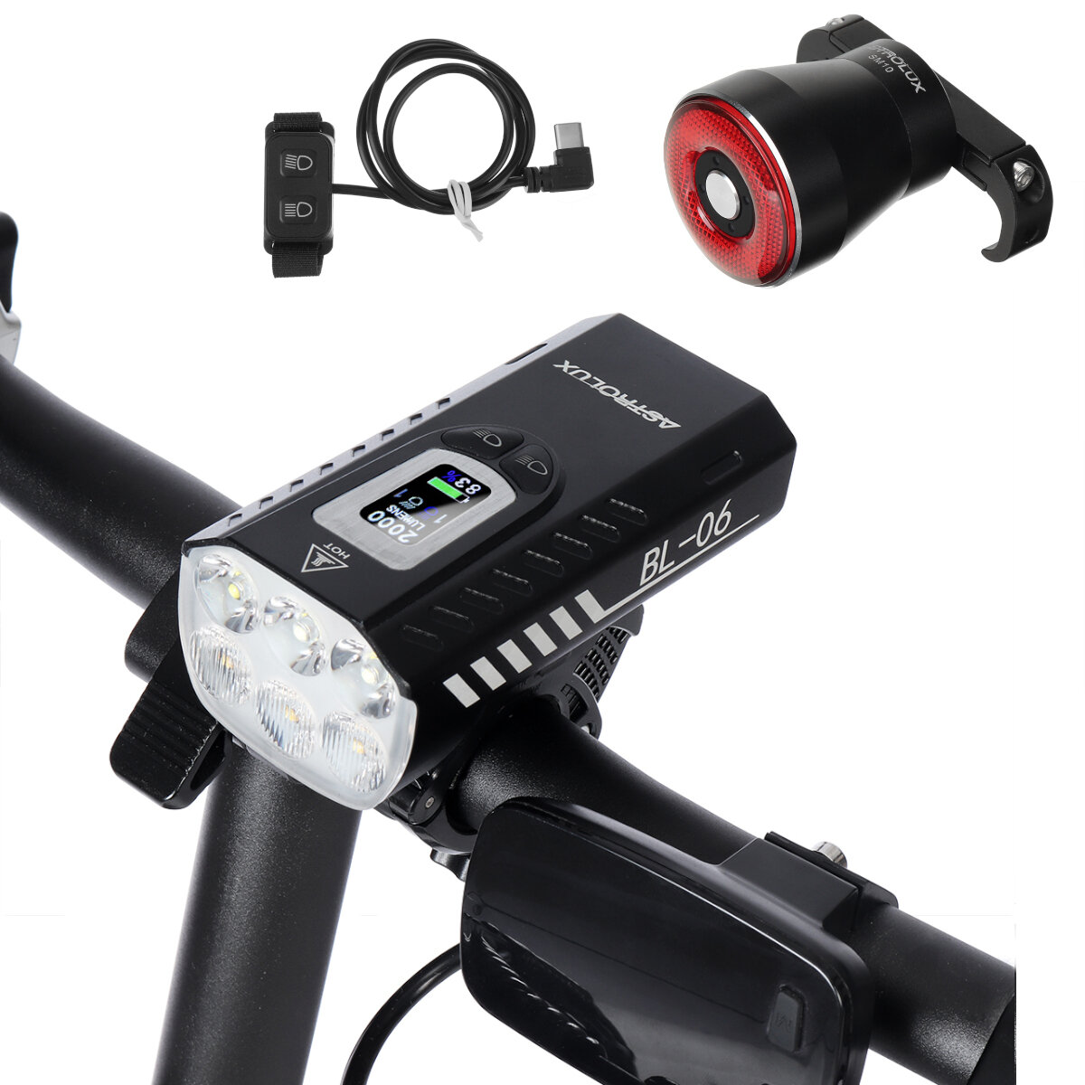 Astrolux® BL06 3+3 LEDs 2000LM Fahrrad-Frontlicht mit doppeltem Abstandsbalken 10000mAh Power Bank Fahrradlicht USB wied