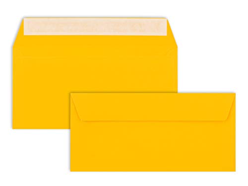 1000 Brief-Umschläge DIN Lang - Honiggelb - 110 g/m² - 11 x 22 cm - sehr formstabil - Haftklebung - Qualitätsmarke: FarbenFroh by GUSTAV NEUSER