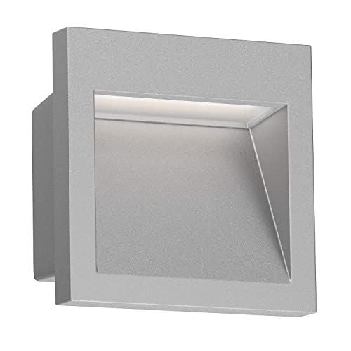 ledscom.de LED Wand-Einbauleuchte Nola für außen, grau, 90x90mm, warmweiß, 3000K, 3W =21W, 200lm