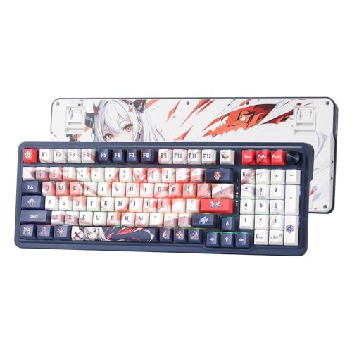 Redragon K686 PRO RGB-Gaming-Tastatur mit 98 Tasten, kabelloser Dichtung, mechanische Anime-Tastatur mit 3 Modi, Hot-Swap-Buchse, spezieller Drehknopfsteuerung und schallabsorbierenden Pads