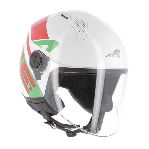 Astone Helmets - MINIJET Graphic LINK - Casque jet - Casque jet urbain - Casque moto et scooter compact - Coque en polycarbonate - red green L