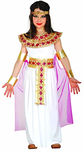 Fiestas Guirca Ägyptische Königin Kleopatra Mädchen Kostüm in Weiß, Rosa und Gold Alter 7 - 9 Jahre für Halloween oder Karneval / Fasching