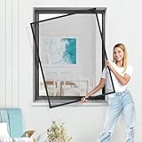 JAROLIFT Insektenschutz Spannrahmen SlimLine für Fenster 100 x 150cm, in anthrazit