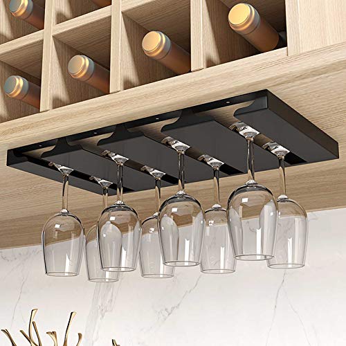 MYAOU Weinglasregal Wandträger aus Glas für Pubs Weinglashalter, die unter dem Regal hängen Küchenschrank unter dem Schrank Edelstahl