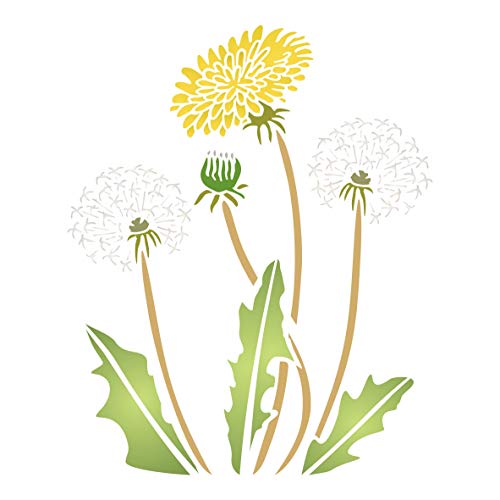 Löwenzahn Schablone, 16,5 x 21,6 cm (S) - Dandilion Puff Wandschablone mit Blumen Schablonen für Malvorlage