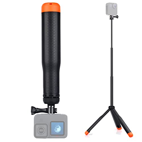 GEPULY Wasserdichtes Selfie-Stick, schwimmendes Handgriff-Stativ für GoPro Hero 11 10 9 8 7 6 5 4 3 2, Fusion, Max, Selfie-Stick, Stativständer