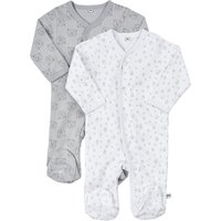 pippi Unisex Baby 2er Pack Schlafanzug mit Aufdruck, Langarm mit Füßen Schlafstrampler, Beige (Harbor Mist 190), (Herstellergröße:50)