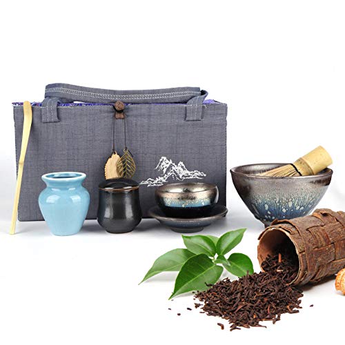 Japanisches Matcha-Tee-Set, Keramik-Tee-Set Im Japanischen Stil Tee-Schneebesen-Halter-Set Service-Tool Teezeremonie-Zubehör Handgefertigtes Matcha-Zeremonie-Set für Teeliebhaber zu(Öltropfen)