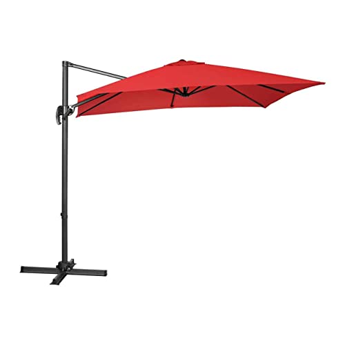Uniprodo Ampelschirm Uni_Umbrella_2SQ250RE Gartenschirm (rund, Ø 250 cm, drehbar, rot)