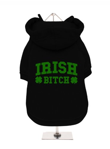 "St. Patrick: Irische Bitch" UrbanPup Hunde Sweatshirt (schwarz/grün)