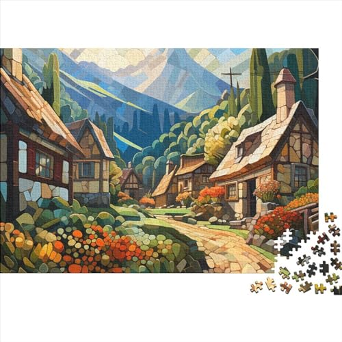 Mountain Village Cottage Puzzles Für Erwachsene 1000 Teile, Puzzle 1000 Teile, Bwechslungsreiche Puzzle Erwachsene, Spielzeug Geschenk, Familien-Puzzlespiel 1000pcs (75x50cm)