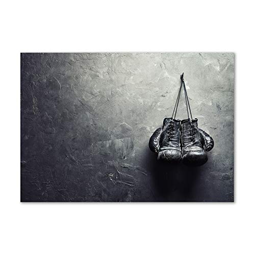 Tulup Acrylglas - Wandkunst - Bild auf Acrylglas Deko Wandbild hinter Kunststoff/Acrylglas Bild - Dekorative Wand für Küche & Wohnzimmer 100 x70 cm - Sport - Boxhandschuhe - Schwarzweiß