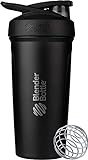 BlenderBottle Strada - Edelstahl Trinkflasche, Thermoflasche mit BlenderBall, Protein Shaker und Fitness Shaker, BPA frei, Doppelwandig, Vakuum isoliert - schwarz, 710 mL.