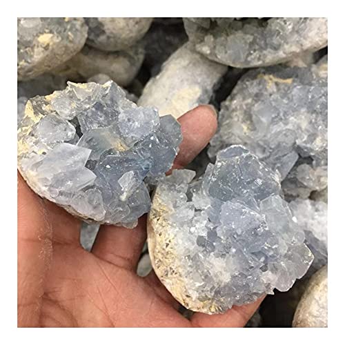 EACTEL Heilkristall, natürlicher roher Blauer Coelestin-Kristall-Edelstein, Geode, metaphysischer -Heilstein for Heimdekoration ZANLIIYIN