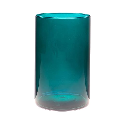 INNA-Glas Glas Vase Zylinder Sanya Earth, cyanblau-klar, 25 cm, Ø 18 cm - Deko Vase/Kerzenglas