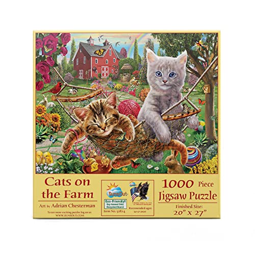 Puzzle SunsOut - Adrian Chesterman: Cats on The Farm, 1.000 piese (Sunsout-51824)