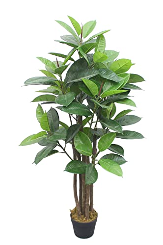Kunstpflanze im Blumentopf 120 cm - Gummibaum - Künstliche Deko Pflanze - Kunst Blume Zimmerpflanze Baum