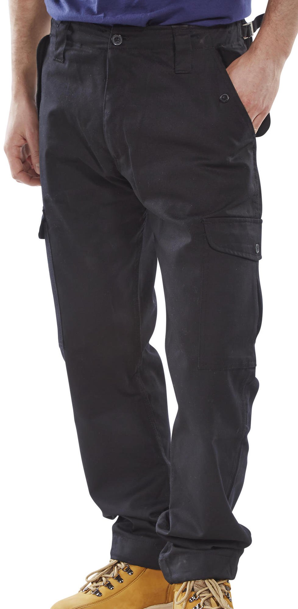 BeeSwift Click Workwear Poly Cotton Combat Trousers Black - 32