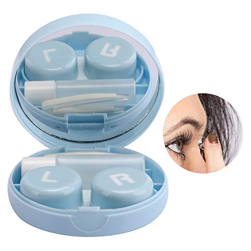 10 Stück Kontaktlinsenbox"This Is My Case" Tragbare runde Mini-Brille für tragbare Brillen Blau für Geschäftsreisen Marmor-Kontaktlinsenbox