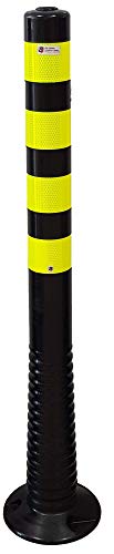 UvV® Reflex Absperrpfosten, Poller 100 cm hoch, flexibel schwarz, reflektierend (1 Stück, Schwarz-Lemon)