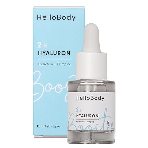 HelloBody 2 % Hyaluron Booster (15 ml) – hydratisierendes und aufpolsterndes Serum mit Hyaluronsäure – Feuchtigkeits-Booster für die Gesichtspflege zum Mischen