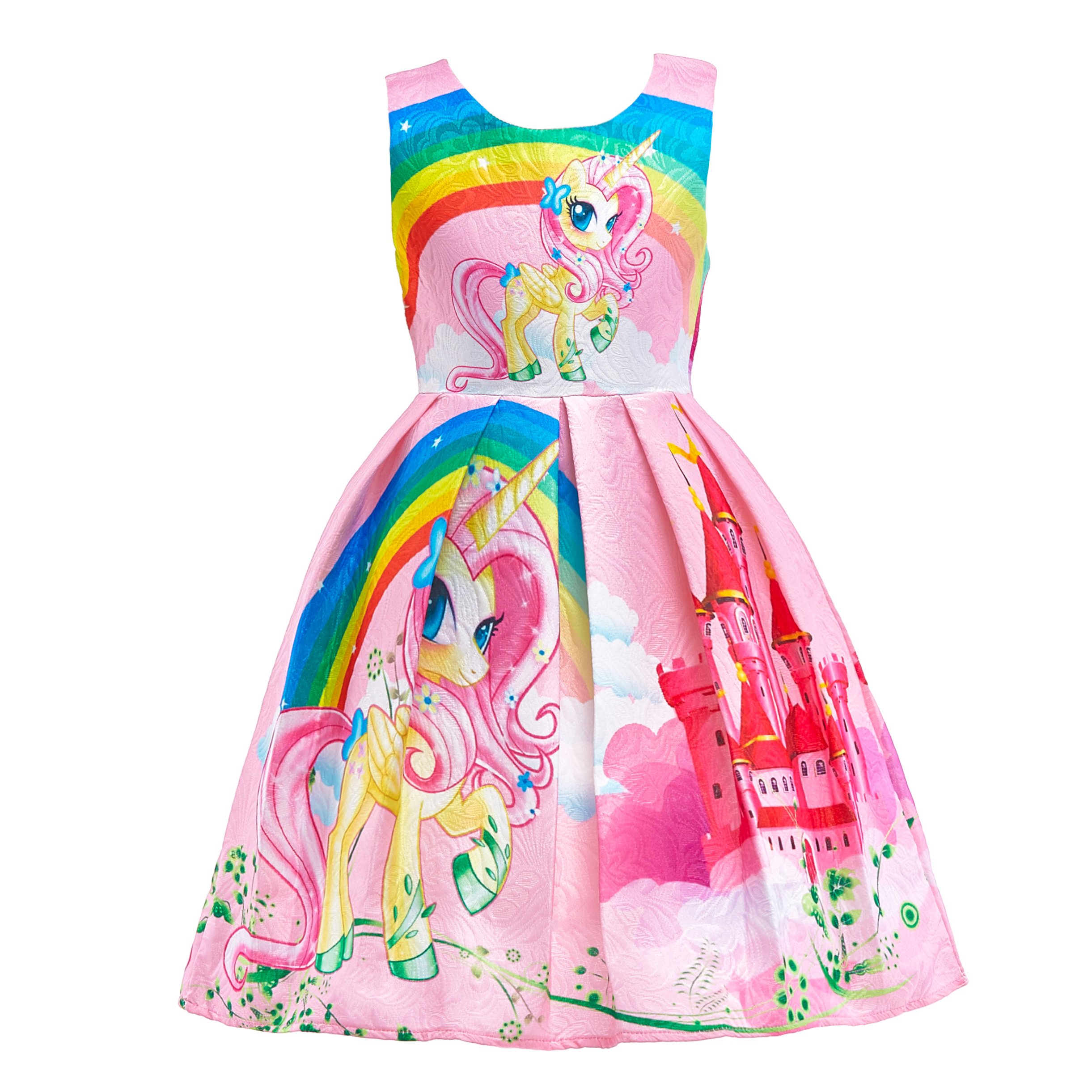Lito Angels Einhorn Kleid Kostüm für Kinder Mädchen, Little Pony Prinzessin Sommerkleid Geburtstag Kinderkleidung, Größe 2-3 Jahre 98, Stil C - Rosa