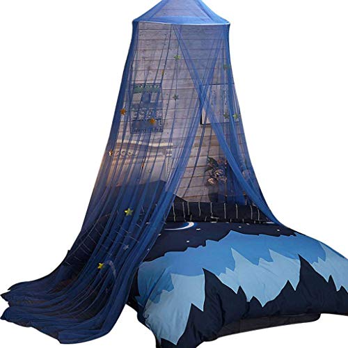 Hängende Moskitonetz,Kuppel Betthimmel Prinzessin Bett Vorhang Atmungsaktiv Einfach Installation Für Einzel- Oder Doppelbetten-Blau-1.8m Bett