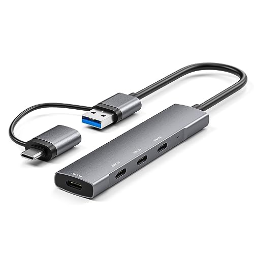 USB-C-/USB-auf-USB-C-Hub, 4 Anschlüsse, Aluminium, USB-Typ-C-auf-USB-Adapter mit 4 USB-C-Anschlüssen, Hub-Adapter für Laptop, 5 Gbit/s, USB-C-Hub, Multiport-Adapter