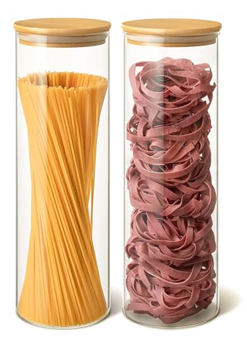 Praknu Vorratsdosen für Spaghetti 2er Set - Luftdicht mit Deckel - Spülmaschinenfest - Hoch 30cm