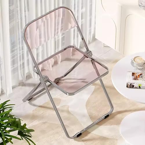 zxhrybh Moderner Acryl-Klappstuhl, Klappstuhl Camping, PC-Kunststoffstühle für das Wohnzimmer, Folding Chair für Draußen und Drinnen (Size : B+pink)