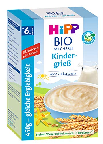 Hipp Bio-Milchbrei Kindergrieß, 6er Pack (6 x 450g)