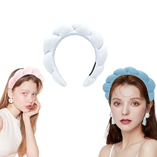 Schwamm & Frottee Handtuch Stoff-Stirnbänder Gepolstertes Weiches Haarband für Frauen Mädchen Mimi and Co Spa Headband for Women, Spa Headband, Skin Care Headband for Women (Weiß)