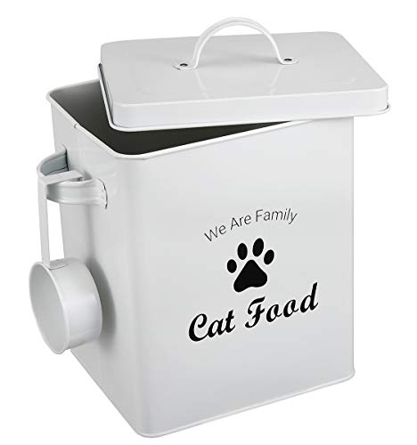 Pethiy Katzenfutter Aufbewahrungsbehälter,Trockenfutterbox für Katzen mit Schaufel und Deckel,beschichteter Kohlenstoffstahl,vorratsbehälter für Tiernahrung,2.5kg Kapazität