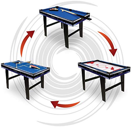 Carromco Multifunktionstisch Galaxy-XL, 3in1 Multi Spieltisch mit 3 Tischspielen, Multigame Spieletisch umfunktionierbar als Billardtisch, Airhockey Tisch oder Tischtennis Spiel, inkl. Zubehör