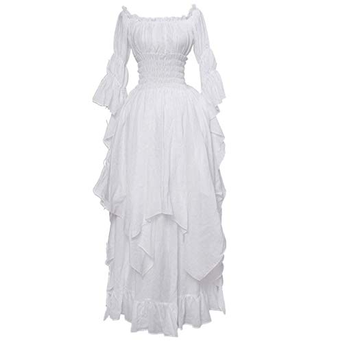 Viktorianisches Kleid Damen Renaissance Kleid Kostüm Hohe Taille Mittelalterlich Kleider Chemise Irisch Kleid Mittelalter Kleider Halloween Karneval Kostüm Cosplay Trompetenärmeln Rüschen Kleid