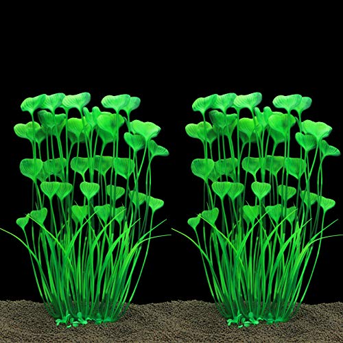 JIH Kunststoff-Pflanzen für Aquarium, hohe künstliche Pflanzen für Aquarien, Dekoration, 39,6 cm, 2 Stück (grün)