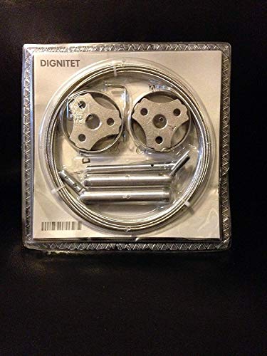 Ikea DIGNITET Curtain Wire 197 "+ 24 Rings with Clips, New