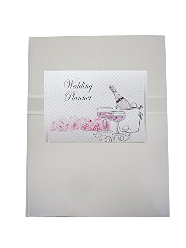 WHITE COTTON CARDS Tag, Hochzeitsplaner, Champagner und Blumen, langlebig Board, weiß, 26,5 x 21 x 1,5 cm