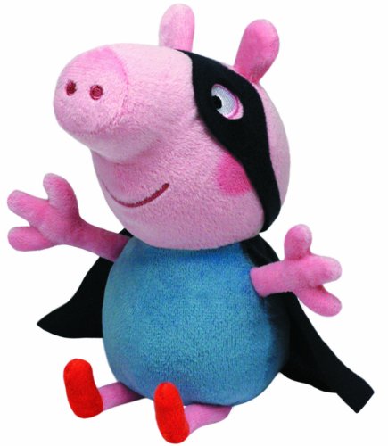Carletto Ty 7196282 Peppa Pig TY 7196282-Peppa Large-George Superheld, Schwein mit Augenmaske und Umhang, 25 cm, rosa