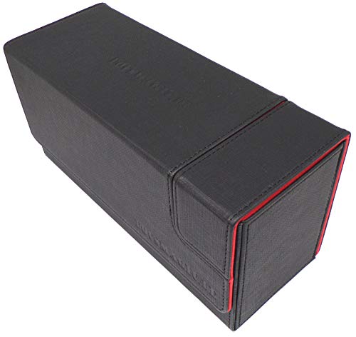 docsmagic.de Premium Magnetic Tray Long Box Black/Red Small - Card Deck Storage - Kartenbox Aufbewahrung Transport Schwarz/Rot
