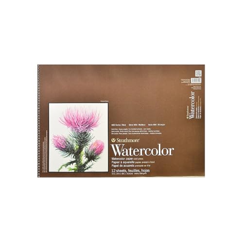 Strathmore 400 Series Wire Bound Watercolor Pad, 140 lb. Cold Press, 15 X 22 inches, White, 12 Sheets (440-4)