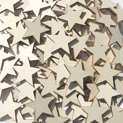 Holz Sterne - 1-10cm Streudeko Basteln Deko Tischdeko, Größe:Sterne 7cm, Pack mit:50 Stück