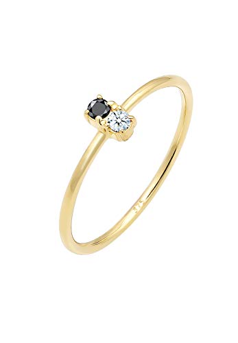 Ring Bi-Color Schwarzer Diamant (0.06 Ct.) 375 Gelbgold Elli Premium Gold