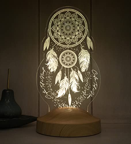 Geschenkelampe Traumfänger Personalisierte 3d Lampe Mit LED Licht Wunschtext Dreamcatcher Dekoration Wohnkultur