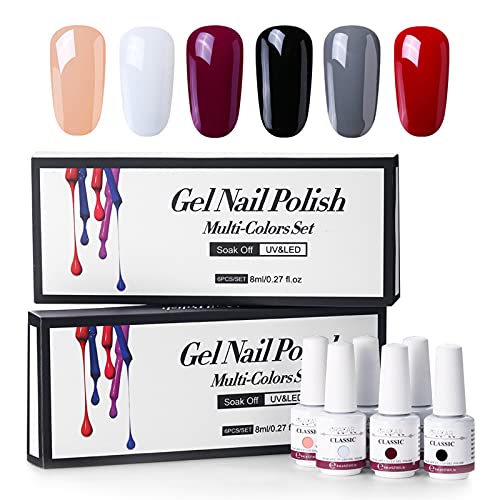 Gel nagellack set 6 Farben nail art set feines Glitzergel schnelltrocknendes Nagelset für Nail Art Salon Design 8ml (1)